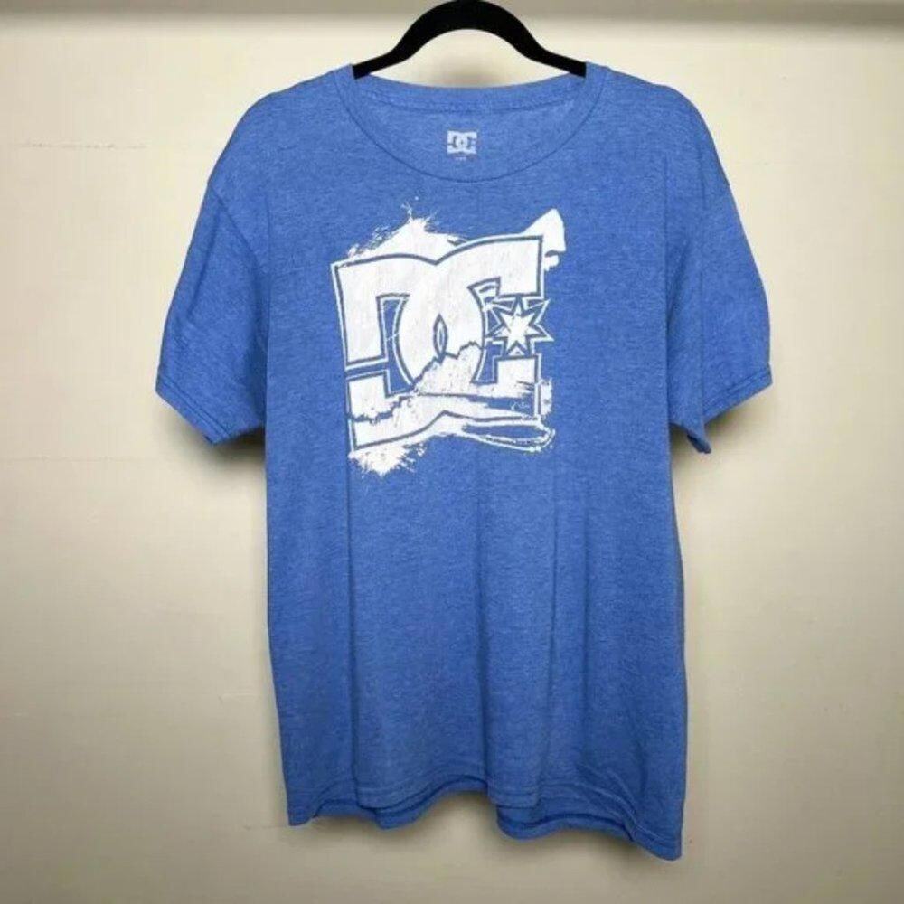 DC Mens Light Blue Star Logo Skateboard Design Classic‎ Tee Size L